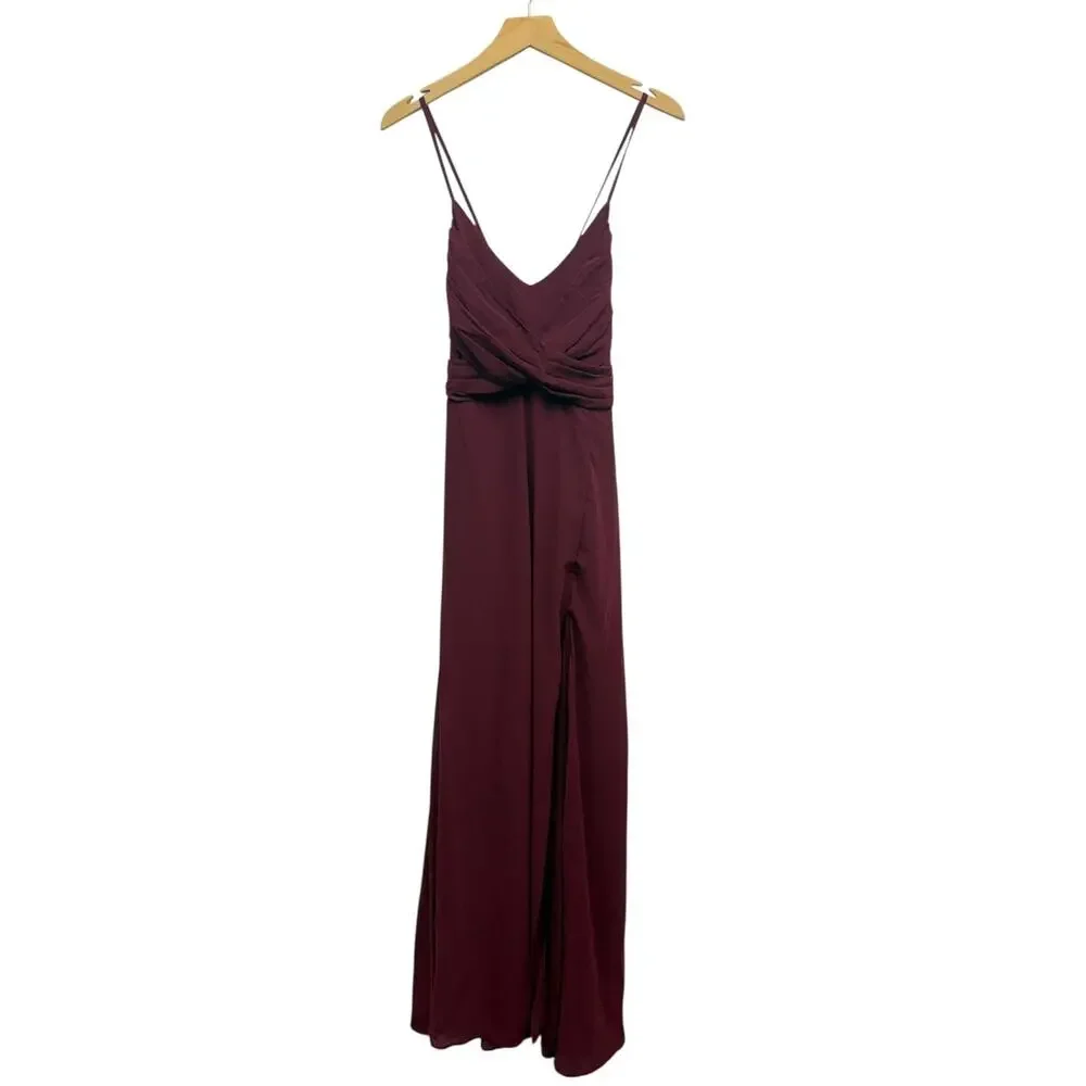 Lulus Event Ready Burgundy Backless Lace-Up Maxi Dress size Large NWT - Picture 4 of 5